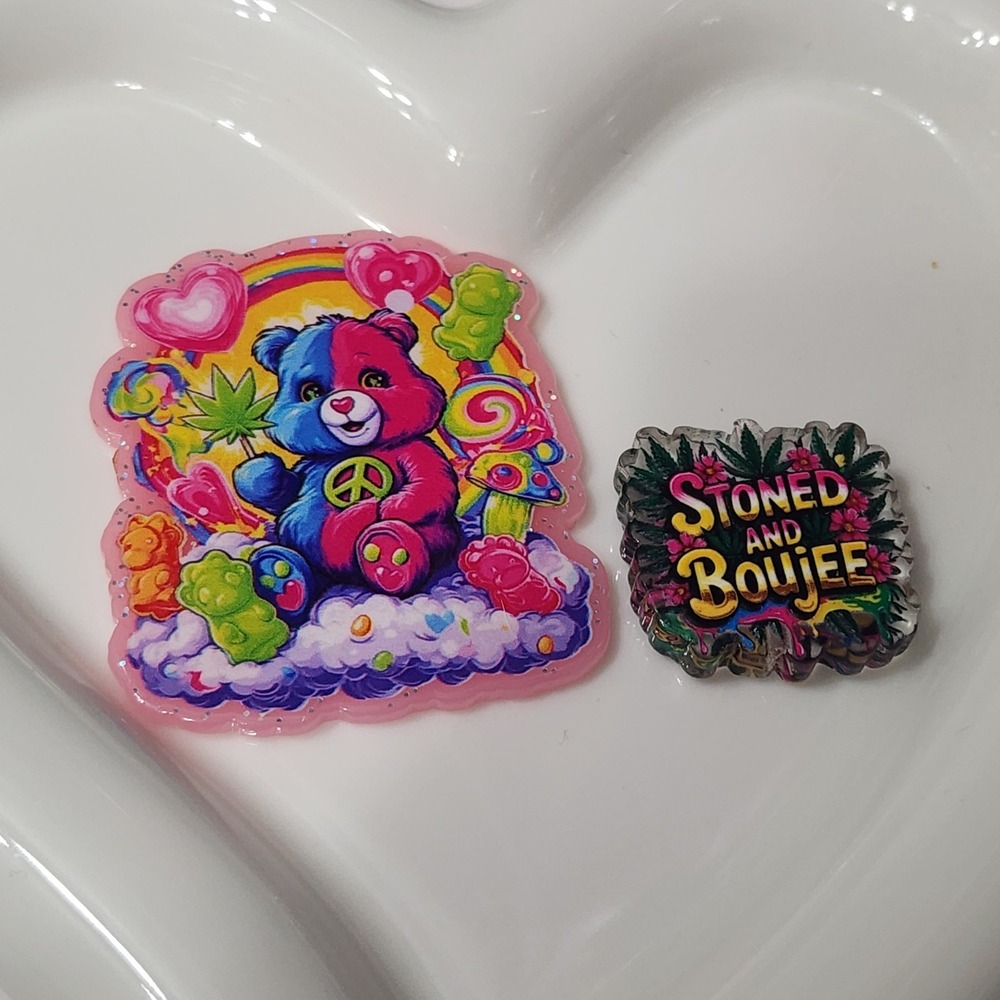 Stoned Boujee Bear Flatback Focal Bead Keychain Crafts Acrylic Flats Magnet Pen